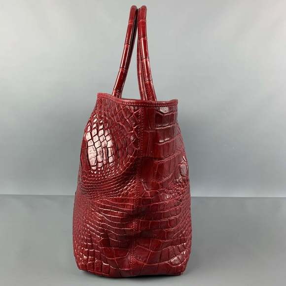 GENUINE CROCODILE SKIN Burgundy Crocodile Tote Handbag - Picture 4 of 5